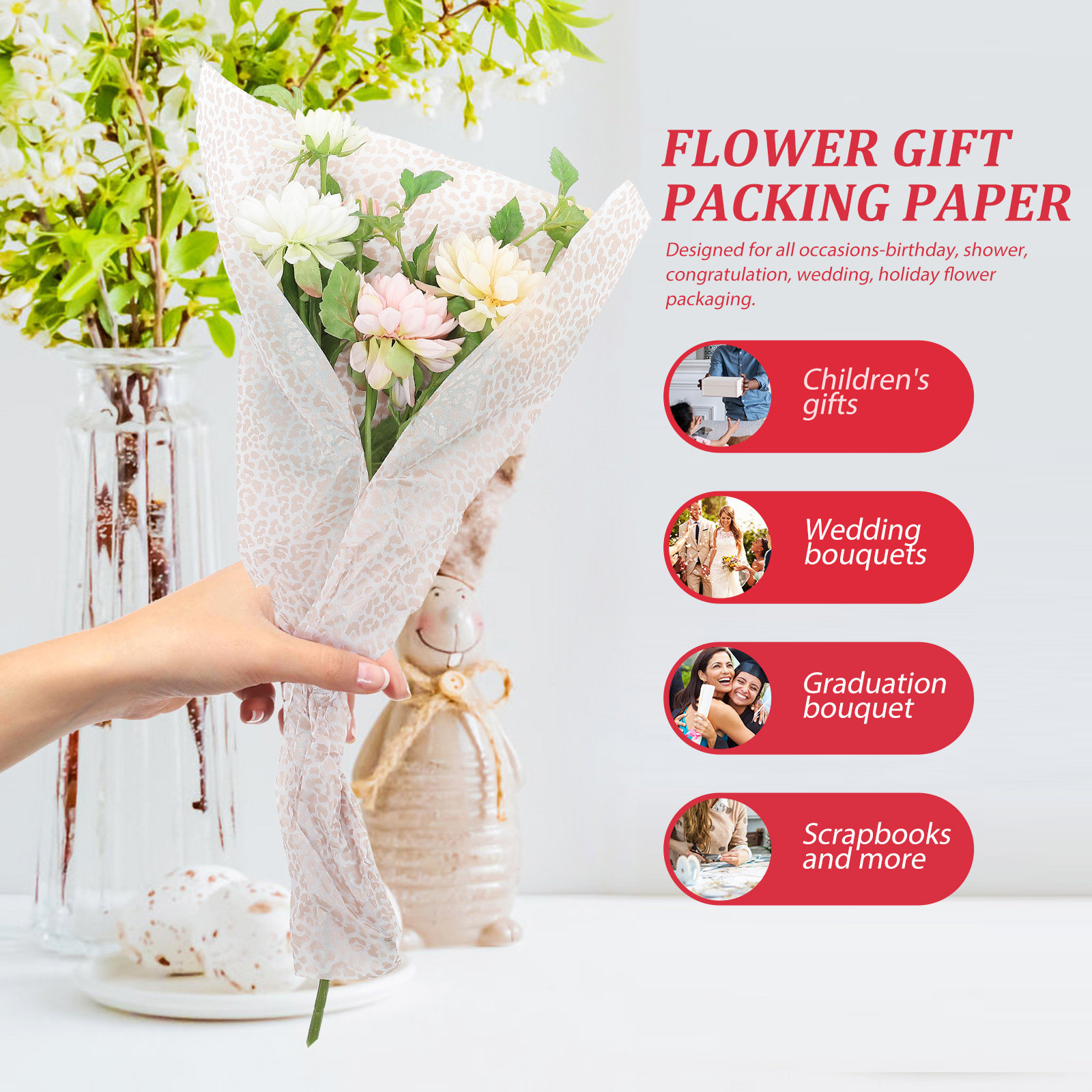 Wedding Packaging - Bloemenverpakkingsmateriaal voor bloemboeketten, cadeauverpakkingen, verjaardagen, bruiloften,