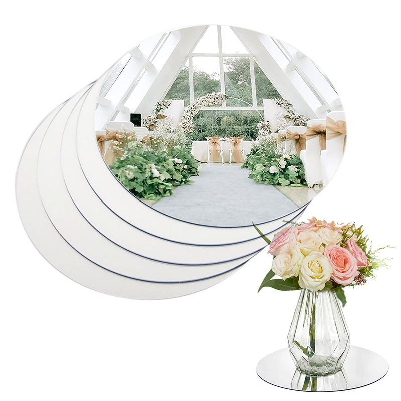 Unity Candle Set - 20Cm Ronde Spiegel Glazen Dienblad Acryl