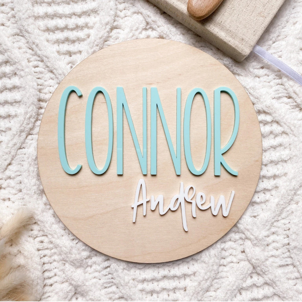 Wedding Party Supply - Gepersonaliseerde geboorteaankondigingsplaat - Hout en acryl